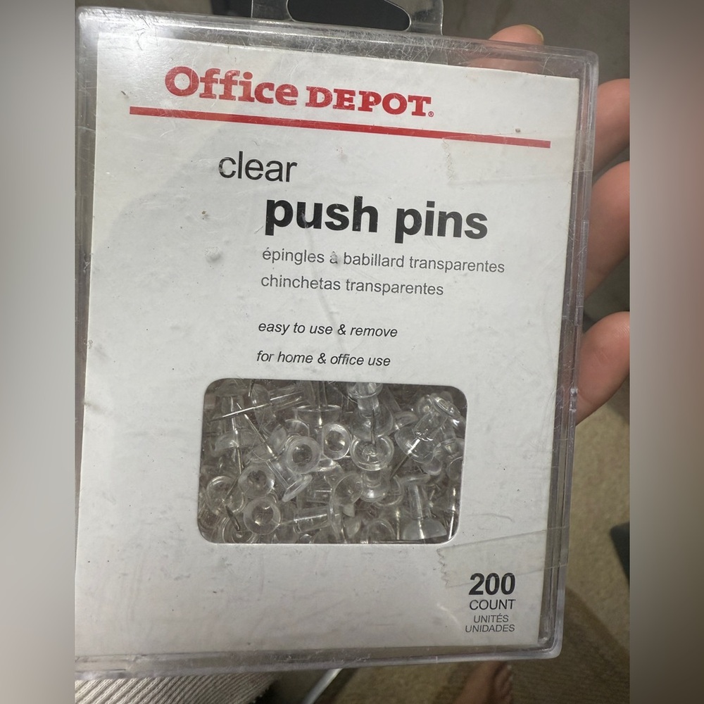 New Office Depot Clear Push Pins - 200 Count thumbtacks